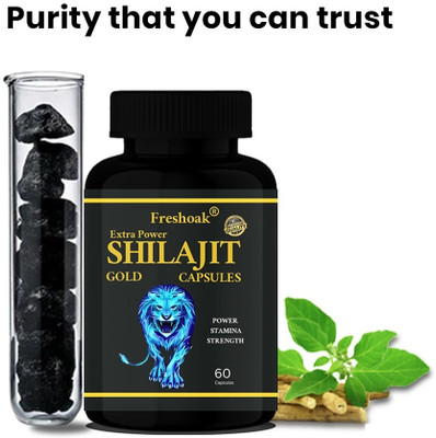 freshoak Pure Shilajit Capsule | With Powerfull Ingredients | Gold Effect For Men(60 Capsules)