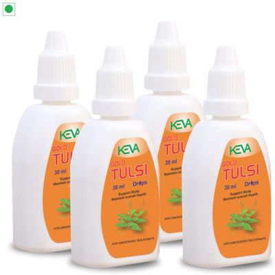 KEVA Gold Tulsi Drops for Immunity Power & Cough and Cold Relief (Pack Of 4)(Pack of 4, 120 ml)