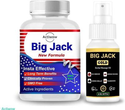 ACTIWOW Big Jack New Formula Capsule with Oil for Unstoppable Strength and Drive(Pack of 2, 80 Capsules)