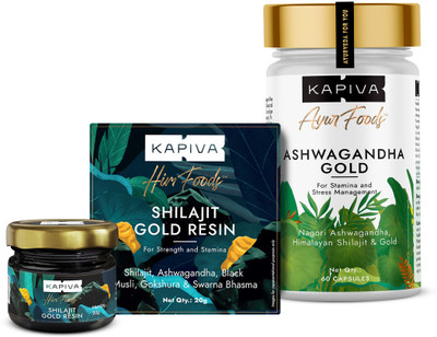 Kapiva Shilajit Gold Resin 20g + Ashwagandha Gold Capsules 60 cap(Pack of 2, 50 g)