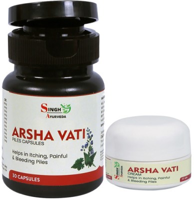 SINGH AYURVEDA Arsha Vati Kit / Piles Capsule and Cream(Pack of 2)