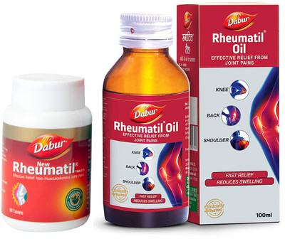 Dabur Rheumatil Tablet & Oil for effective relief from Joint Pains(90 Tablets, 100 ml)