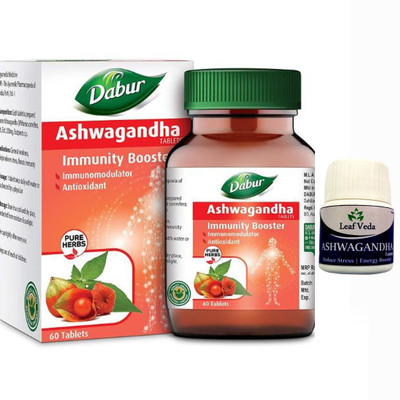 Dabur Ashwagandha Immunity Booster Each 60 Tab With Leaf Ashwagandha 15 Tab(Pack of 2, 60 Tablets)