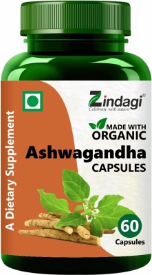 Zindagi Organic Ashwagandha Extract Capsules | Health Supplement | 500mg Capsules 60