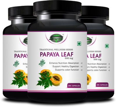 Sabates Papaya Leaf Vitamines Tablet Increases Immunity Blood Platelets Production(Pack of 3, 90 Capsules)