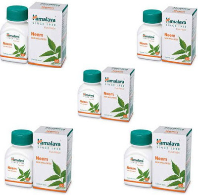 HIMALAYA Wellness Pure Herbs Skin Wellness Tablets - 60 Count (Neem) Pack of 5(Pack of 5, 300 Tablets)