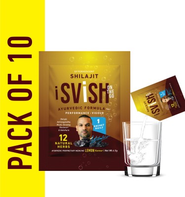 svish on the go Himalayan Shilajit | Effervescent Powder | Ashwagandha, Musli & Shatavari 4.5g(Pack of 10)