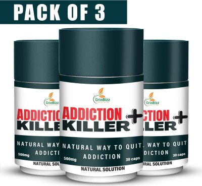 grinbizz Addiction Killer Plus Capsule Easy Way To Quit Alcohol & Smoking/Nasha Mukt Dawa(Pack of 3)