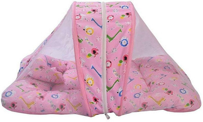 PCT Baby Bedding Set with Protective Mosquito net Pink Standard Crib(Fabric, Pink)