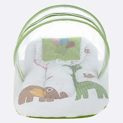 Superminis Multicolor Digital Print On White Base Design Bedding Set Thick Base Standard Crib(Fabric, Green)