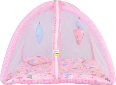 Kwitchy New Born Baby Mosquito Net Bed with Cushioned Pillow Standard Crib(Fabric, Pink)