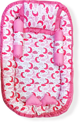 radhe creation Pink Cloud Baby Nest with Pillow & Bolsters Baby Bedding Set Nest/Pod Shaped(Fabric, Pink & White)