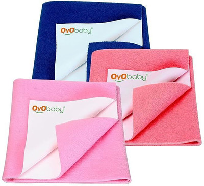 Oyo Baby Waterproof Bed Sheet Premium Pack of 3 Small Size (70cm X 50cm) Rectangle Rectangle(Fabric, Pink, Salmon Rose, Royal Blue)