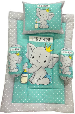 baalnano Elephant Design Printed Baby Bed Set combo full(Fabric, Multicolor)