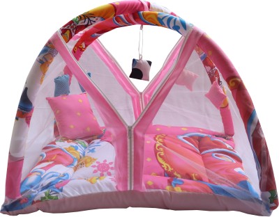 Swito Mart Baby Bedding Set with Protection Mosquito Net | Superb Export Quality | for 0-12 Months | Barbie Print Baby Mosquito Net Bed Protect from Mosquito NA(Fabric, Pink)