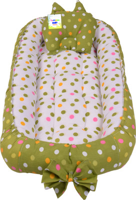 Toddylon New Born Baby Luxury reversible Bedding Set With Mosquito Net And Pillow Standard Crib(Fabric, Green)
