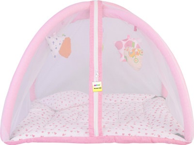 Kwitchy New Born Baby Mosquito Net Bed with Cushioned Pillow Standard Crib(Fabric, Pink)