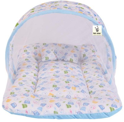 BULI-WEAR Buli wear Super Soft, Cotton Baby Mattress with Net - Bedding Set (0-6 Months , Blue Amardeep) standard crib(Fabric, Multicolor)