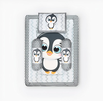 Pramukh Enterprise Cotton Single Sized Bedding Set(gry penguins, 1)