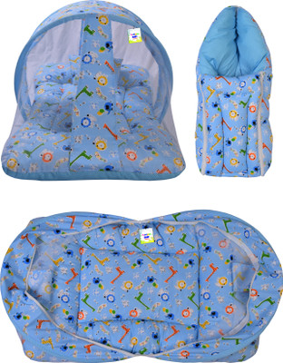 Toddylon Baby Mosquito Net Bed with Cushioned Pillow And Sleeping Bag Standard Crib(Fabric, Multicolor)