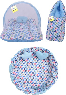 Kwitchy New Born Baby Bed Mattress Mosquito Net Sleeping Bag Gadda Set Nest Bed standard Crib(Fabric, Blue)