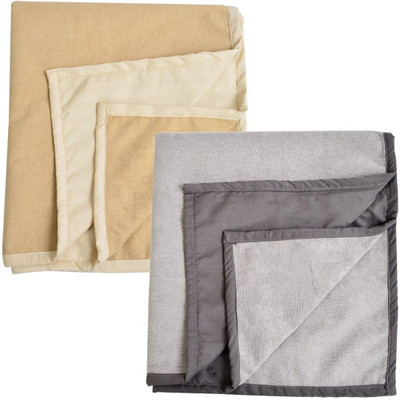 ADBENI HOME Polyester Baby Bed Protecting Mat(Beige+Grey, Extra Large, Pack of 2)