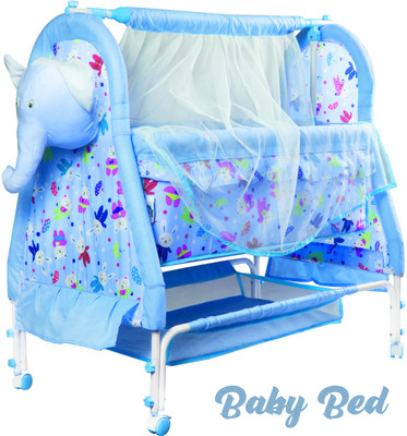 Pandaoriginals JUMBO CRADLE Premium quality Baby Bed with Strong frame and Soft Cushioning Standard crib(Metal, Blue)