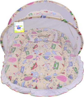 Toddylon Cotton Baby Bed Sized Bedding Set(Yellow, 1 Baby Mosquito Net Bed)