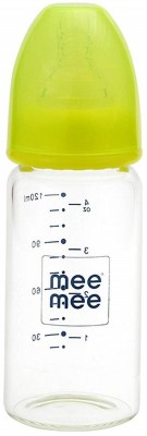 MeeMee Premium Glass Feeding Bottle (Green, 120 ml) - 120 ml(Green)