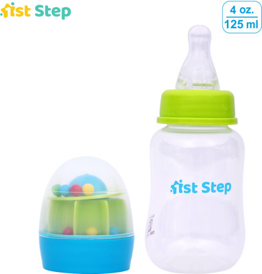 1st Step 125 Ml Feeding Bottle With Rattle Hood - 125 ml(Blue, Green)