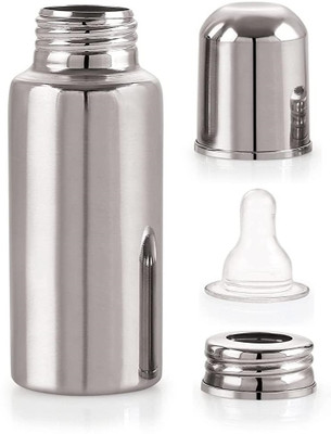 Mumma Stainless Steel New Born Baby Feeding Bottle 250ml for Milk / Water Feeding - 250 ml(Silver)