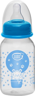 Buddsbuddy Classic BPA Free Regular Neck Baby Feeding Bottle, - 125 ml(Blue, clear)