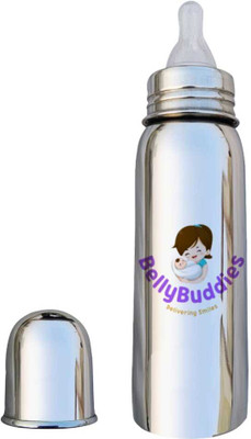 Bellybuddies Baby Feeding Bottle Stainless Steel BPA-Free & Safe Newborns Infants & Toddlers - 250 ml(Silver)