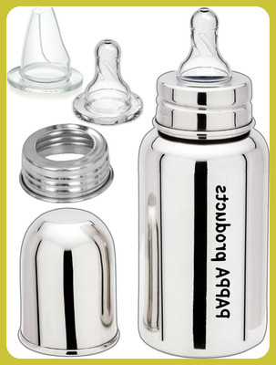 Pappa Premium Stainless Steel Feeding Bottle for Baby - 150 ml(Silver)