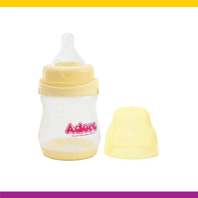 Adore Basics Jiggle 2 in 1 Baby Feeding Bottle- Wide neck - BPA Free - Anti-colic - 150 ml(Yellow)