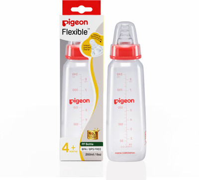 Pigeon Peristaltic baby feeding bottle Square Base nipple M - 200 ml(Red)