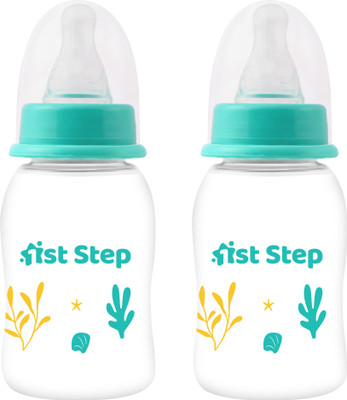 1st Step BPA Free Baby Feeding Bottle with Anti-Colic Nipple for Infants (Pack of 2) - 125 ml(TWOGREEN)