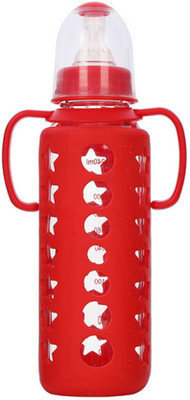 ebuy Glass Feeding Bottle With Handle. Milk Feeding Bottle For Baby, Kids. - 240 ml(Come In Random Color)