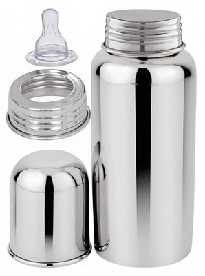 LA'MONARCA Kids and Baby Stainless Steel Baby Feeding Bottle, Milk Water Feeding Bottle - 240 ml(Silver)