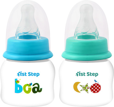 1st Step BPA Free Baby Feeding Bottle with Anti-Colic Nipple for Infants (Pack of 2) - 60 ml(Blue, Green)