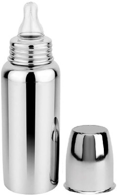 Amalya Baby Feeding Bottle With Silicone Nipple - 300 ml (Silver) - 300 ml(Silver)
