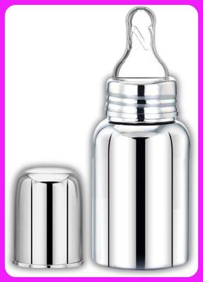 Mumma Stainless Steel Baby Feeding Bottle - 150 ml(Silver)