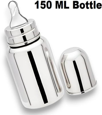 RB Point Safe Start Stainless Steel Newborn Feeding Bottle - 150 ml(Silver)