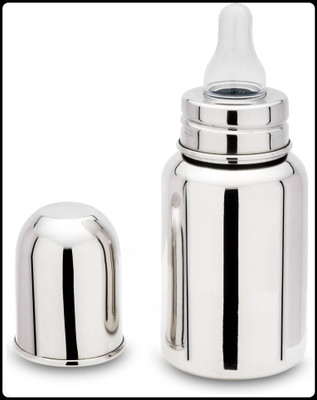 Pappa Leak Proof Stainless Steel Baby Milk Bottle - 140 ml(Silver)