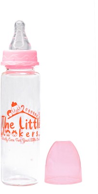 The Little Lookers Glass Feeding Bottle for Newborn Baby | Crystal Diamond Glass Feeders - 240 ml(Pink, White)