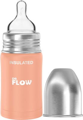 DR.Flow Basics Omega Insulated Thermosteel Baby Feeding Bottle DF9020 - 180 ml(Pink)