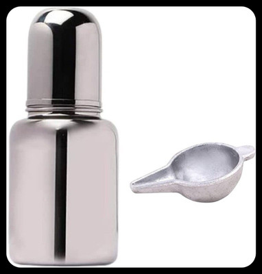 Pappa Leak Proof Stainless Steel Baby Milk Bottle - 150 ml(Plain silver)