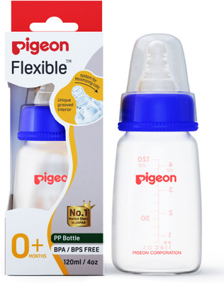 Pigeon FLEXIBLE FEEDING BOTTLE 0M+ - 120 ml(Blue)