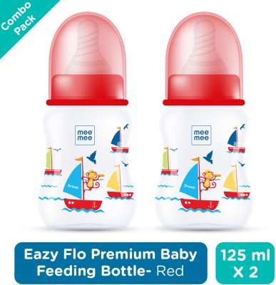 MeeMee Eazy Flo™ Premium Baby Feeding Bottle - Pack of 2 - 125 ml(Red)