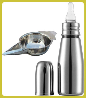 Pappa Premium Stainless Steel Feeding Bottle for Baby - 200 ml(Silver)